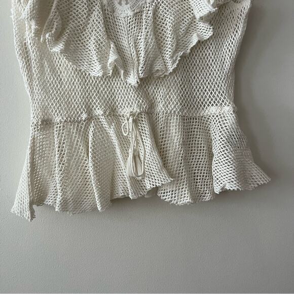 Anthropologie Ranna Gill Mesh White Peplum Top - Picture 5 of 8